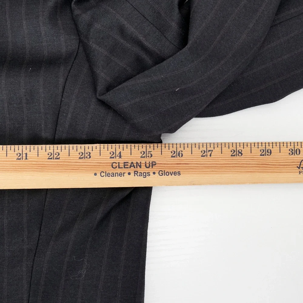 Lauren Ralph Lauren Blazer Mens 50L Black Pinstripe 100% Wool Natural Stretch